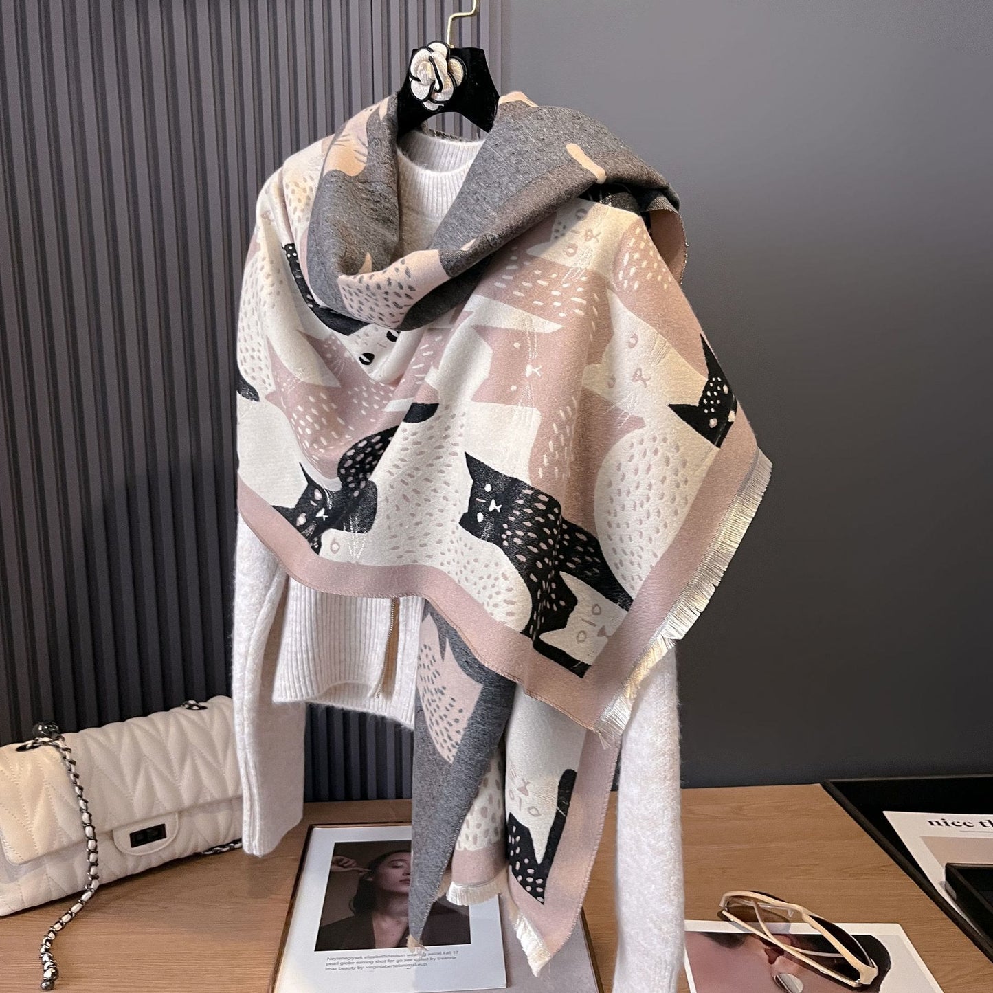 Sweet Cat Jacquard Blanket Scarf - image 9