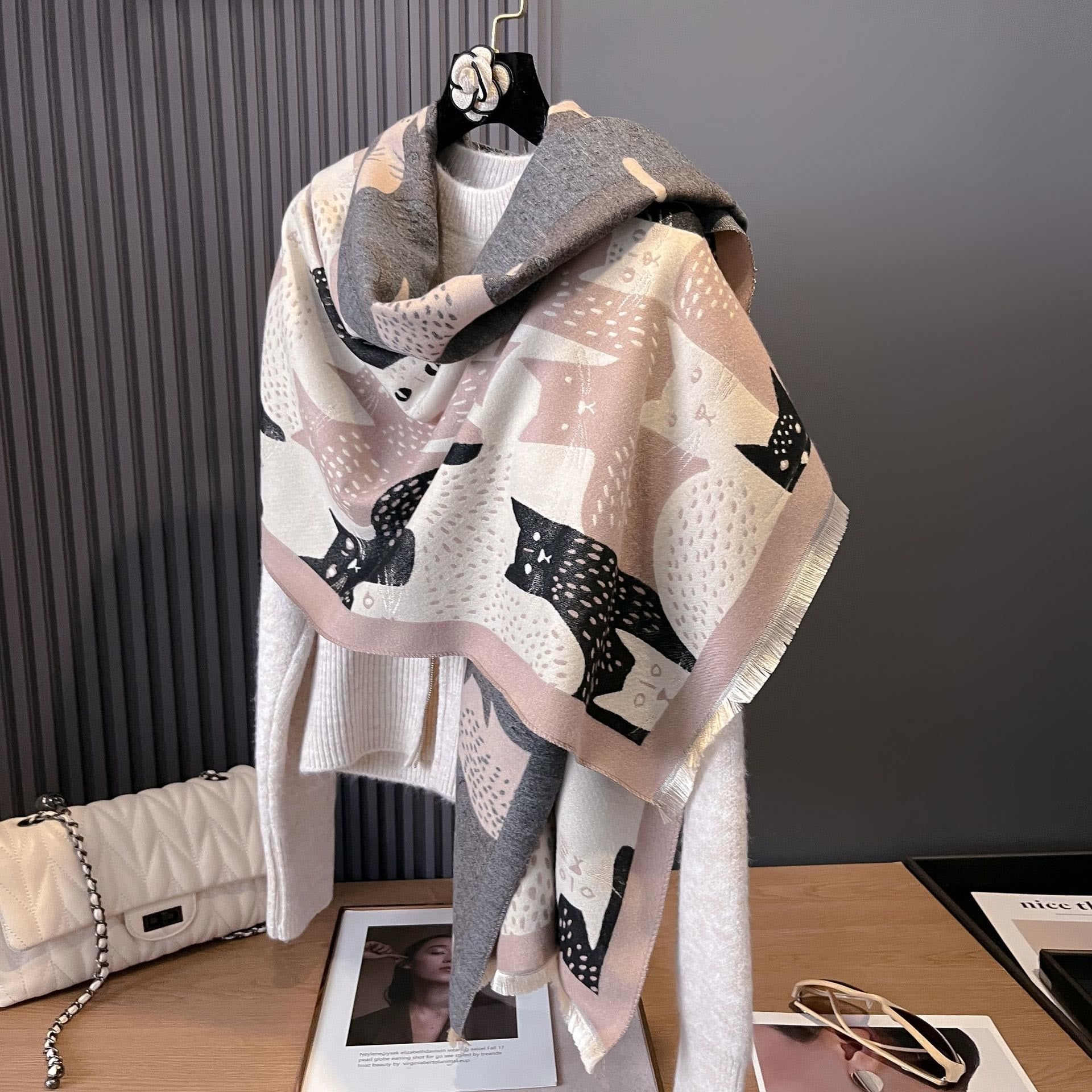 Sweet Cat Jacquard Blanket Scarf - image 9