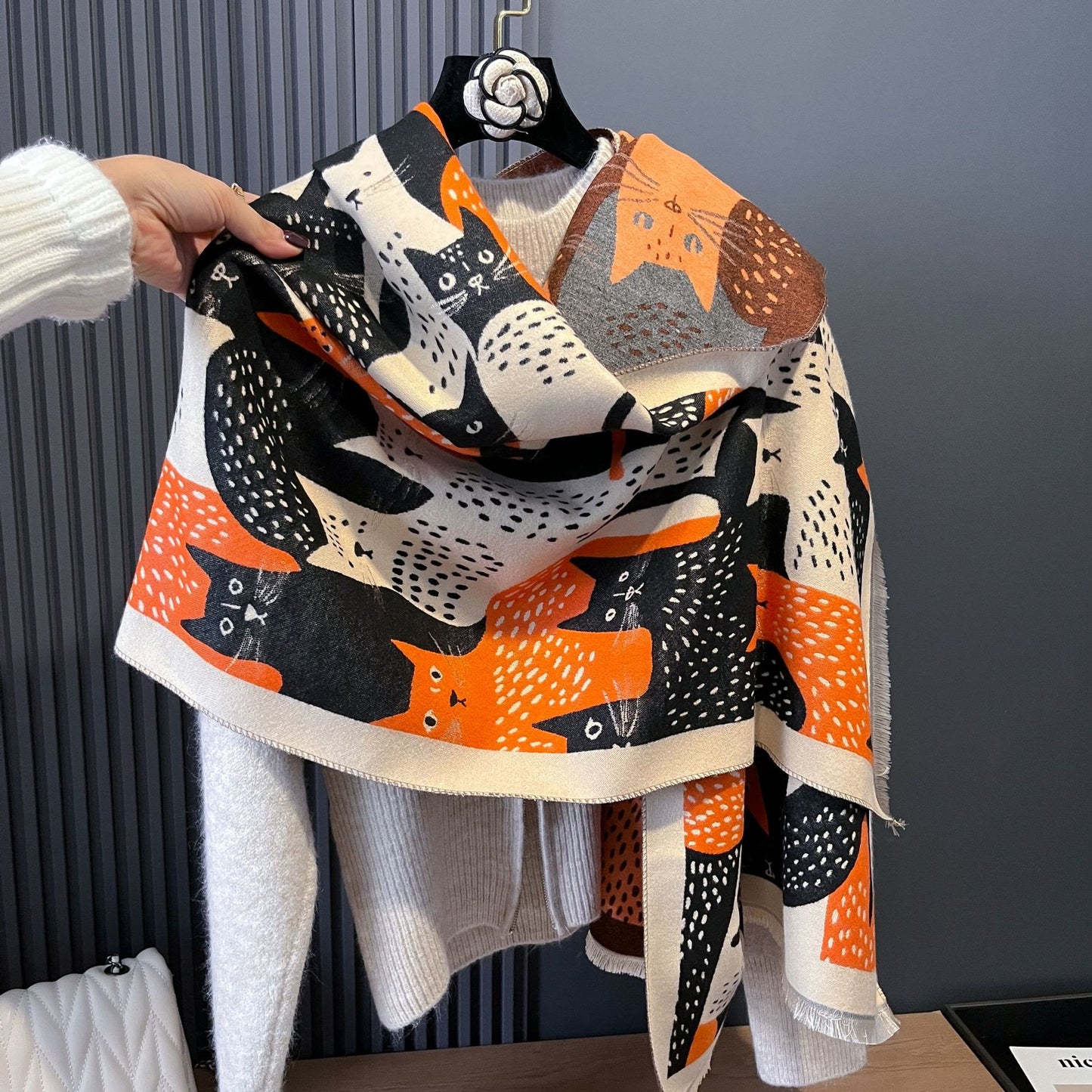 Sweet Cat Jacquard Blanket Scarf - image 11