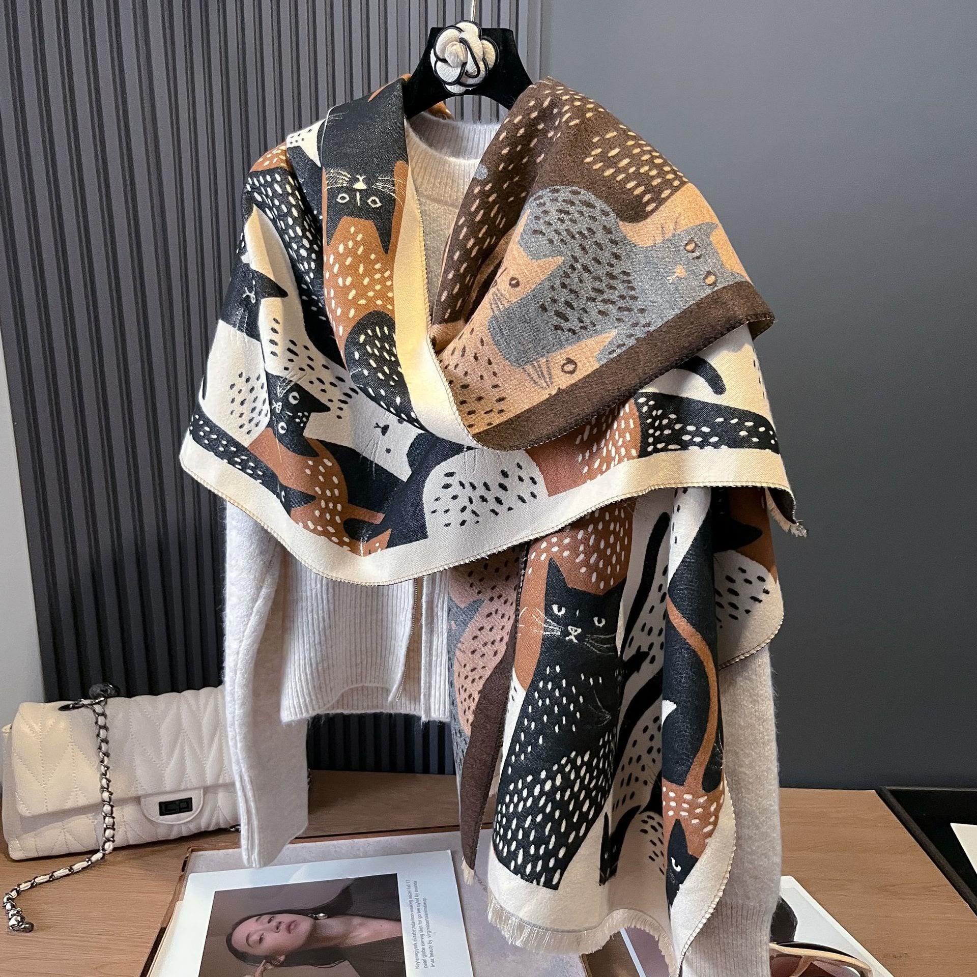 Sweet Cat Jacquard Blanket Scarf - image 11