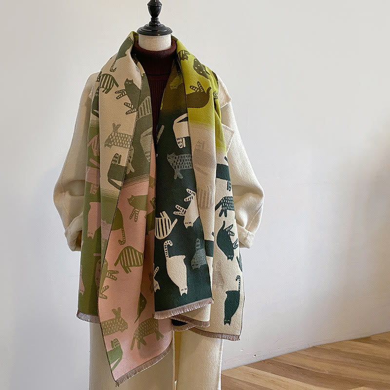 Cute Color Matching Thickening Blanket Scarf - image 5