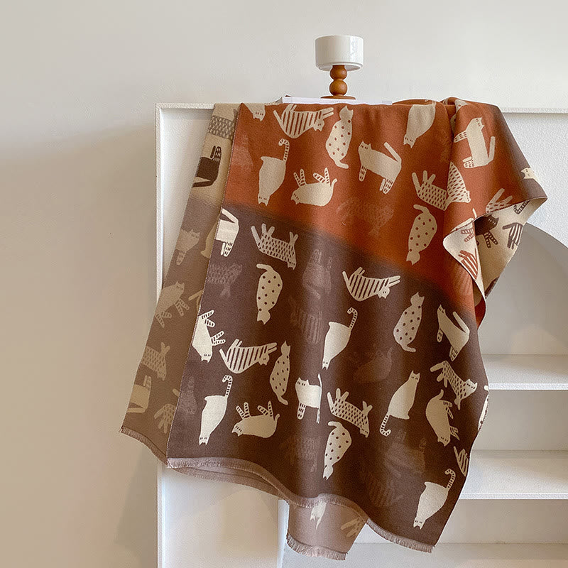 Cute Color Matching Thickening Blanket Scarf - Brown - One Size - image 7