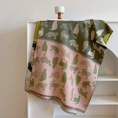 Cute Color Matching Thickening Blanket Scarf - Pink - One Size - image 9