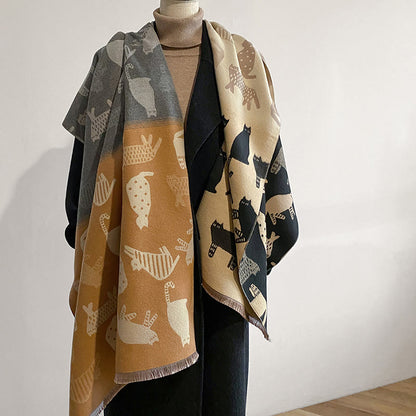 Cute Color Matching Thickening Blanket Scarf - image 5