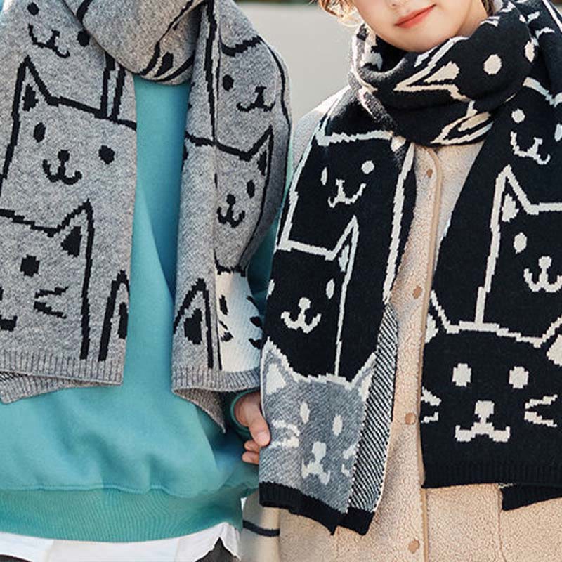 Black White Cat Couple Blanket Scarf