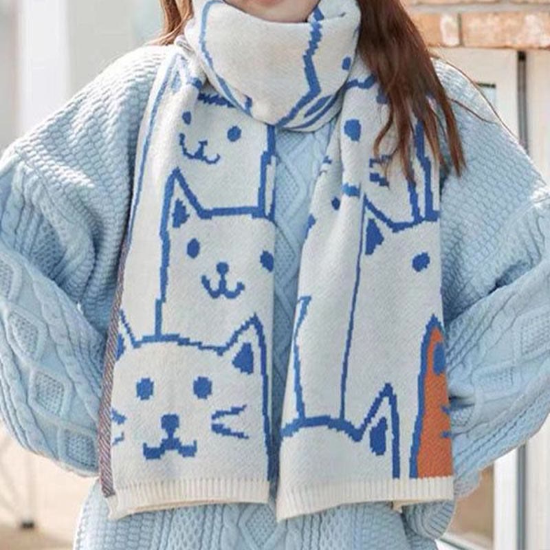Black White Cat Couple Blanket Scarf