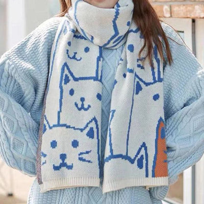 Black White Cat Couple Blanket Scarf