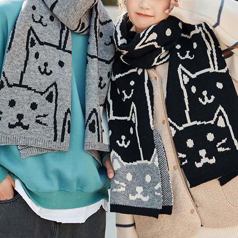 Black White Cat Couple Blanket Scarf - Black - One Size - image 1