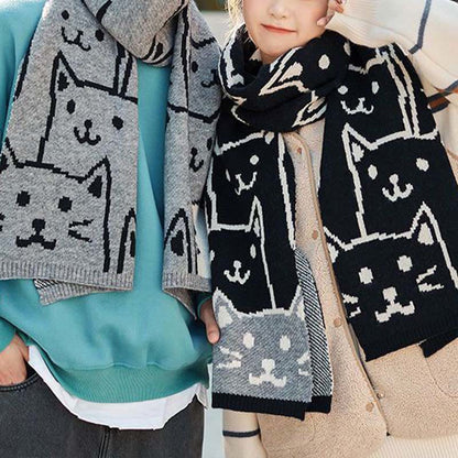 Black White Cat Couple Blanket Scarf - Black - One Size - image 1