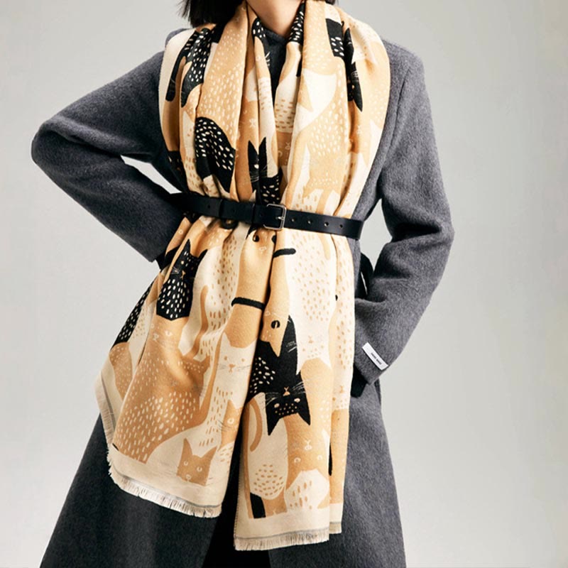 Sweet Cat Jacquard Blanket Scarf - image 1