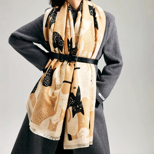 Sweet Cat Jacquard Blanket Scarf - image 1