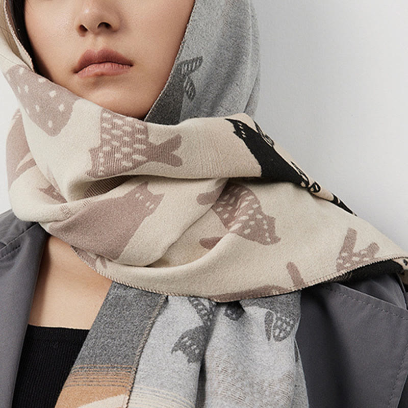 Cute Color Matching Thickening Blanket Scarf - image 3