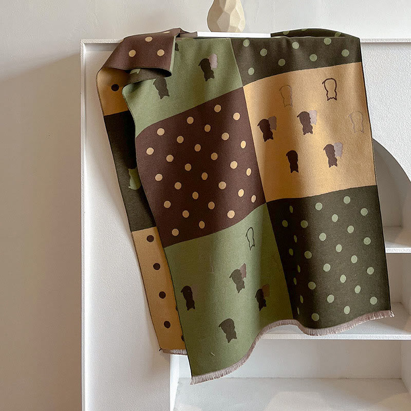 Polka Dots Soft Blanket Scarf - Green - One Size - image 10