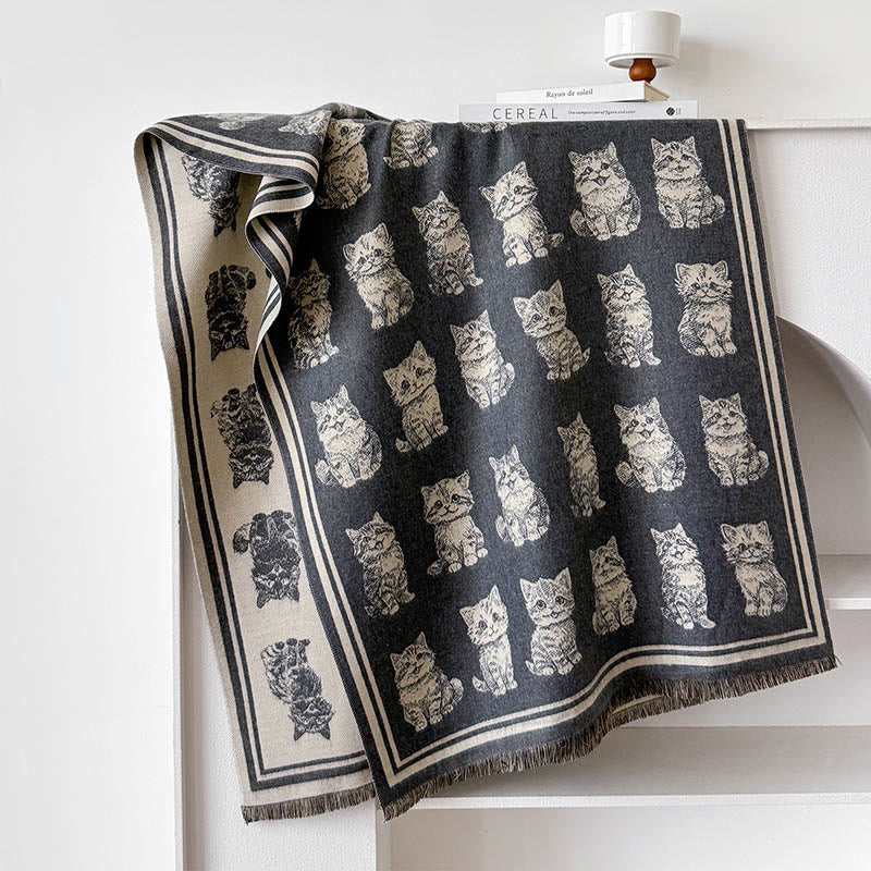 Adorable Animal Long Blanket Scarf - Grey - One Size - image 8