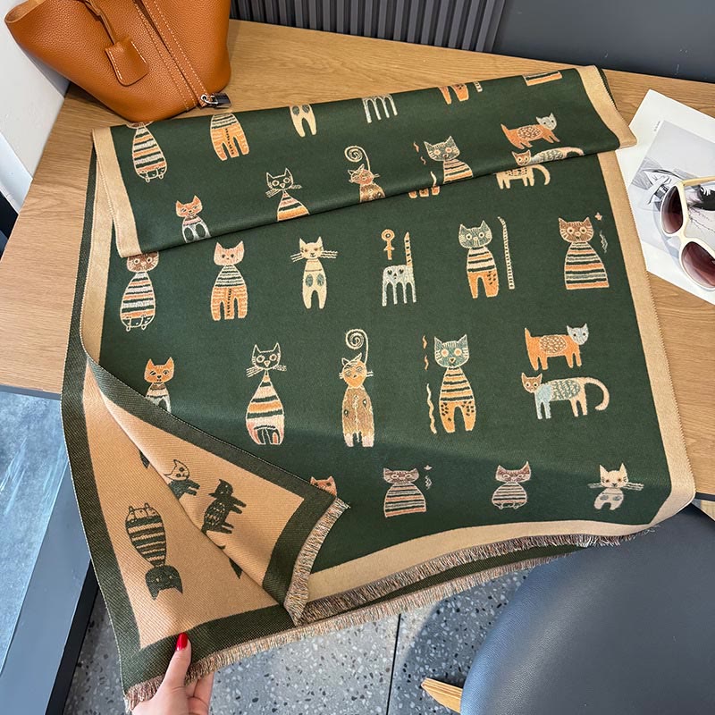 Cute Painting Blanket Scarf - Green - One Size - image 11