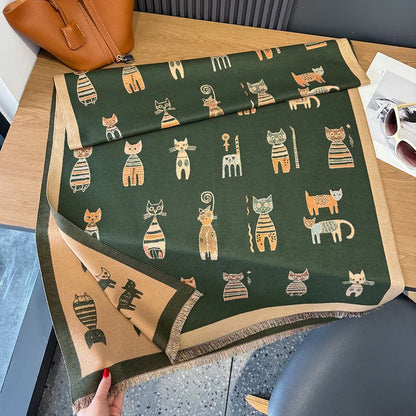 Cute Painting Blanket Scarf - Green - One Size - image 11