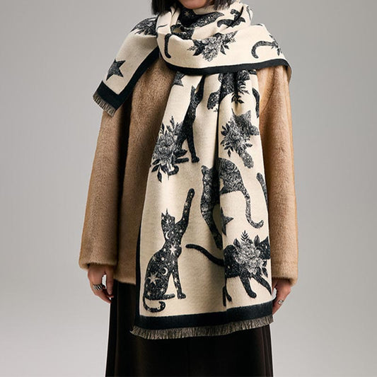Cat Silhouette Print Blanket Scarf - image 0