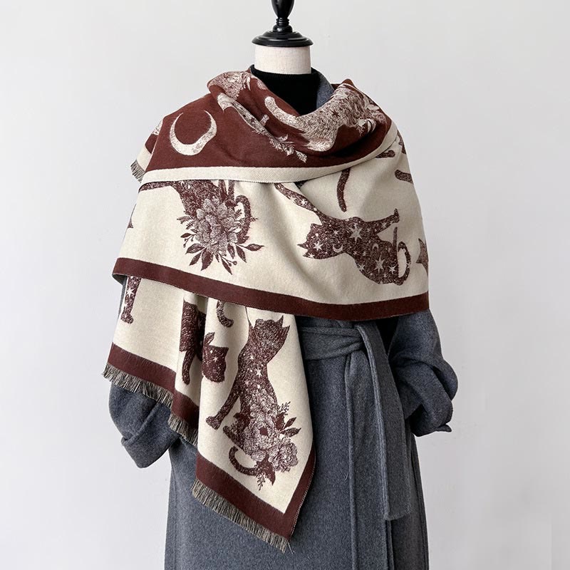 Cat Silhouette Print Blanket Scarf - image 5