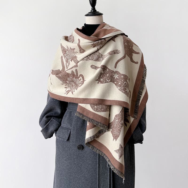 Cat Silhouette Print Blanket Scarf - image 3
