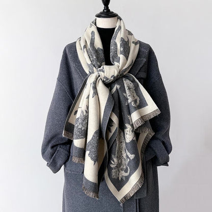 Cat Silhouette Print Blanket Scarf - image 2