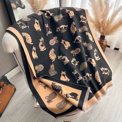 Stylish Cat Soft Blanket Scarf - Khaki - One Size - image 16