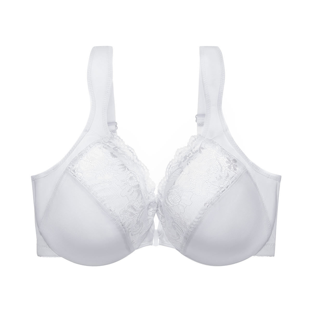 Wide Strap Front Closure Underwire  Bra - White - 6XL - image 3