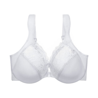 Wide Strap Front Closure Underwire  Bra - White - 6XL - image 3