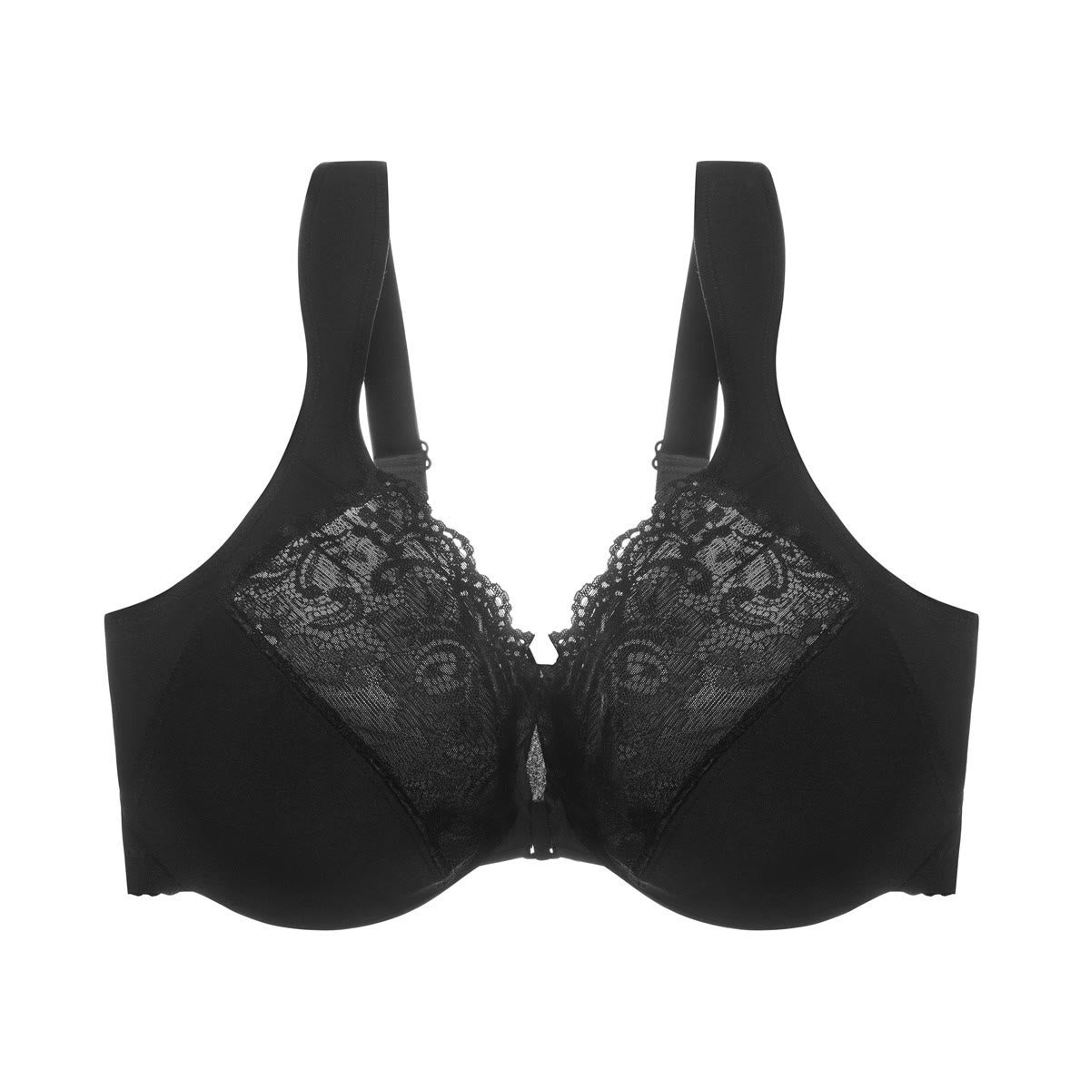 Wide Strap Front Closure Underwire  Bra - Black - 6XL - image 5