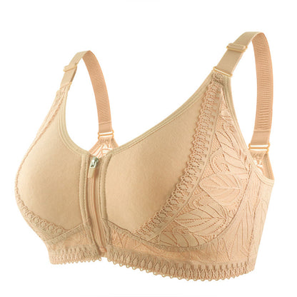 Plus Size Front Closure Zipper Lift Wireless Bra