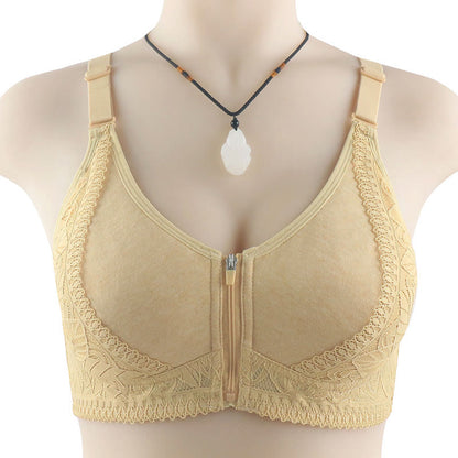 Front Closure Zipper Lift Wireless Bra - Apricot - 52 - image 5