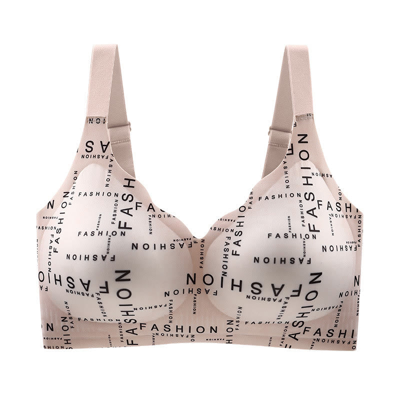 Seamless Smooth Wireless Bra - Letter Print Nude - 6XL - image 5
