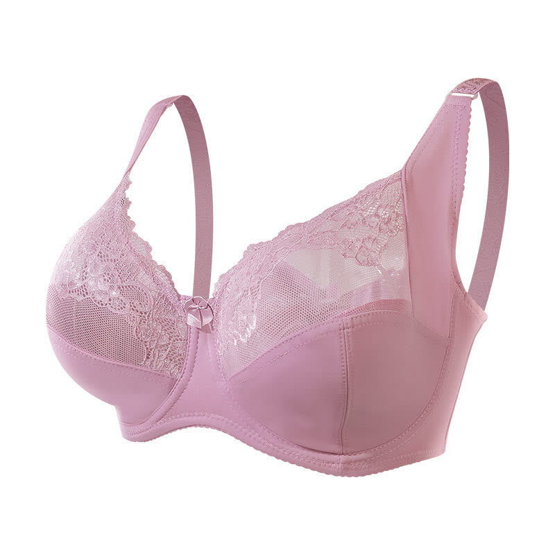 Thin Sexy Lace Underwire Bra - Pink - 48 - G - image 7