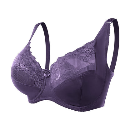 Thin Sexy Lace Underwire Bra - Purple - 48 - G - image 9