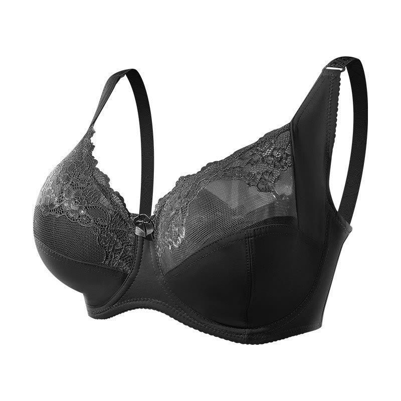 Thin Sexy Lace Underwire Bra - Black - 48 - G - image 8