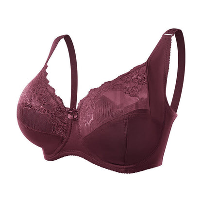 Thin Sexy Lace Underwire Bra - Wine - 48 - G - image 11