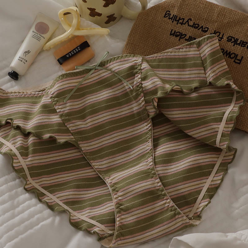 Striped Bow Panty(3 Packs) - Green - 5XL - image 2