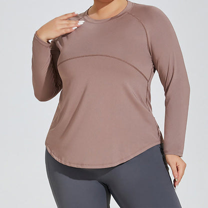Long Sleeve Sportswear Yoga Shirt - Khaki - 4XL - image 1