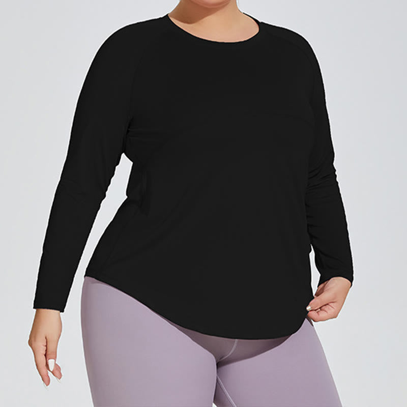 Long Sleeve Sportswear Yoga Shirt - Black - 4XL - image 2