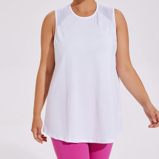Plus Size Loose Mesh Stitching Sports Top