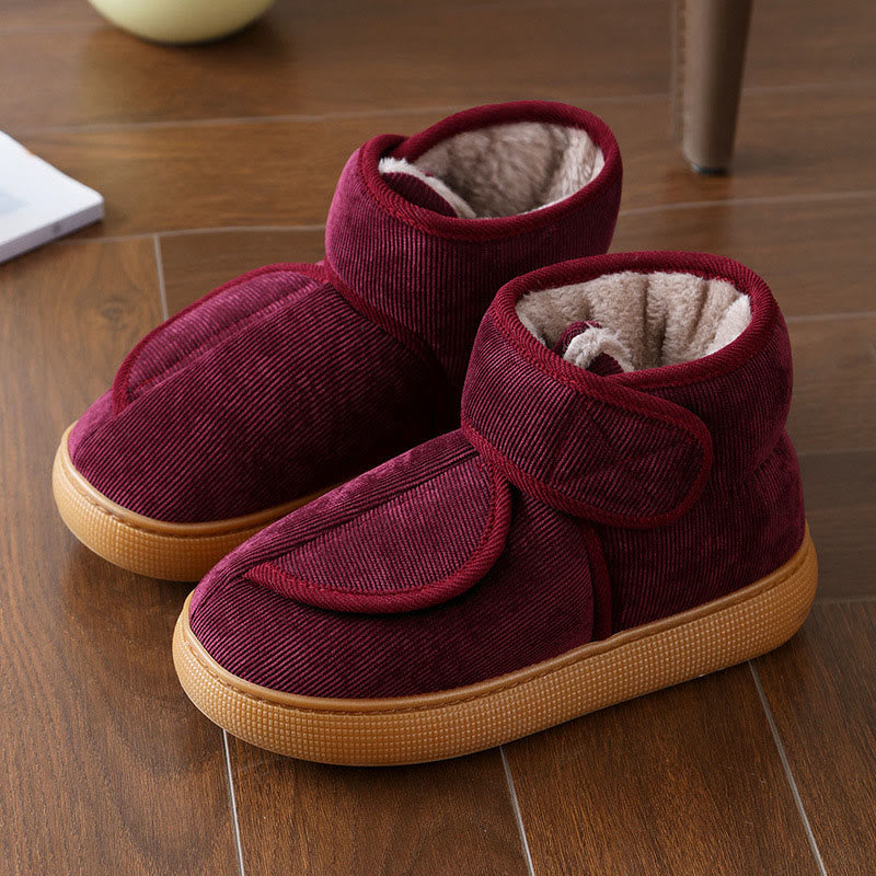 Plus Size Warm Ankle Slippers - Wine - EU45-46(US11-12) - image 20