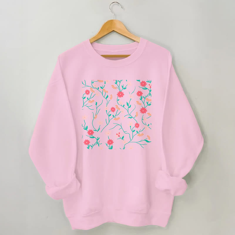 Plus Size Red Pink Flowers Sweatshirt - Pink - 3XL - image 5