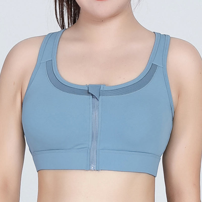 Plus Size Zipper Front Closure Sports Wireless Bra - image 5