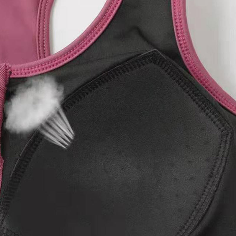 Plus Size Zipper Front Closure Sports Wireless Bra - image 10