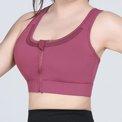 Plus Size Zipper Front Closure Sports Wireless Bra - image 4