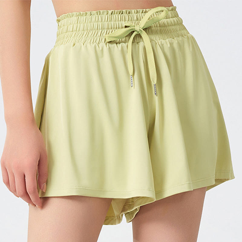 Plus Size High Waist Quick Dry Sports Short - Green - 5XL - image 0