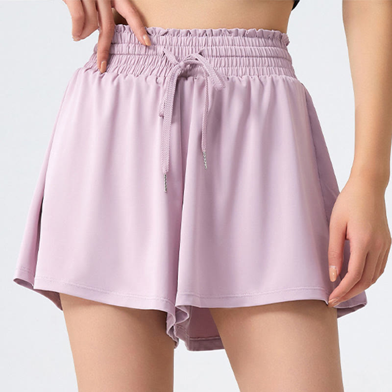 Plus Size High Waist Quick Dry Sports Short - Purple - 5XL - image 3