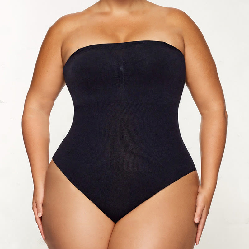 Plus Size Seamless Strapless Shapewear Bodysuit - Black - 4XL - image 0