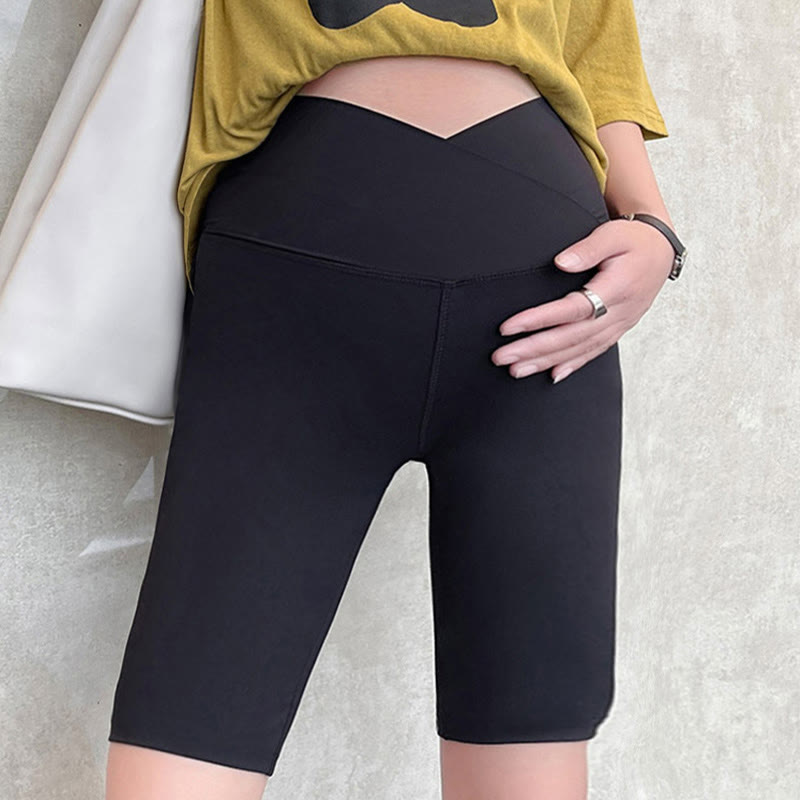 V-Shaped Waist Maternity Yoga Short - Black - 2XL - image 0