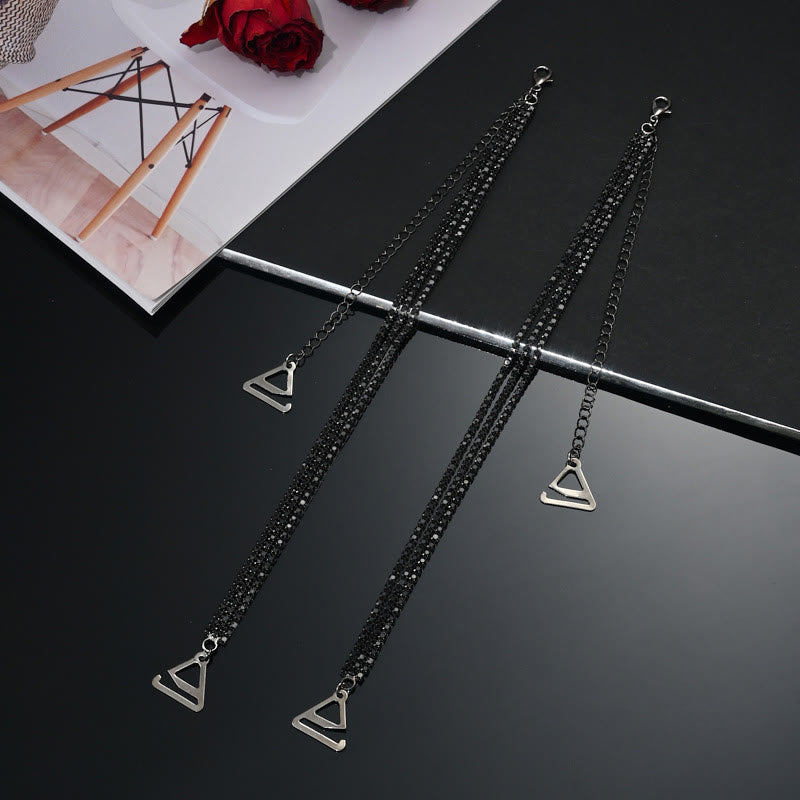 Sexy Rhinestone Jewelry Crystal Lingerie Chain(3 Pairs) - Black 3 Rows - 0.8''Hook - image 6