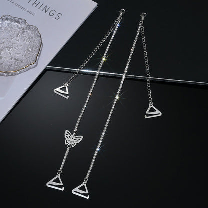 Sexy Rhinestone Shoulder Strap Chain (3 Pairs) - Silver Butterfly - 0.8''Hook - image 2